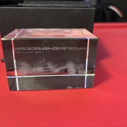 mercedes amg formula 1 glass paperweight 