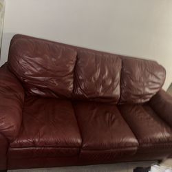 Red leather standard Sofa & armchair