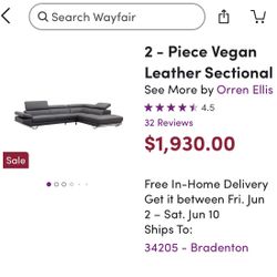 Brand New Leather Sectional 