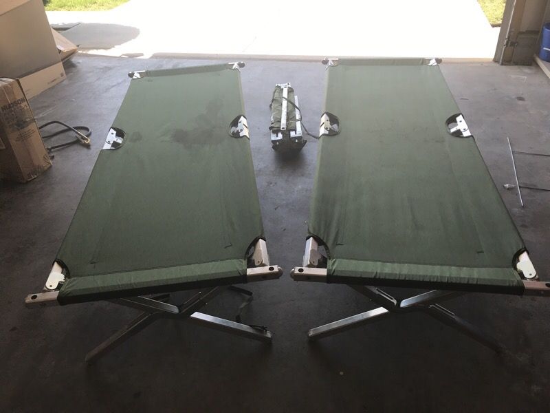 Military style cots.