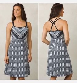 prAna Women's Cora Dress - Black/Tan/White, size Small