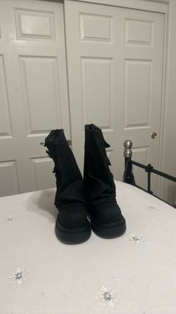 Black Cargo Pocket Chunky Platform Boots