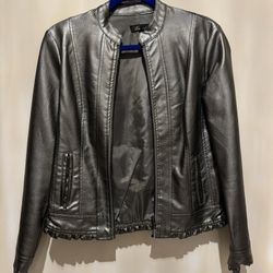 Leather Jacket, Baccini, S, gray 