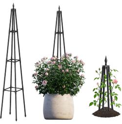 5.2FT Obelisk Trellis for Climbing Plants Outdoor, 16mm Rust-Proof Extra Thickened Plastic-Coated Metal Pipes, Indoor Climbing Support for Potted Plan