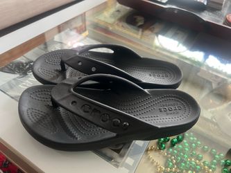 Crocs Baya Iconic Black  Comfort Unisex Flip Flops Womens Sz 6