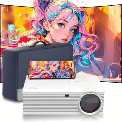 Mini Portable Projector with WiFi and Bluetooth, Outdoor Projector with Built-in Speaker, Home Theater Movie Phone Projector Compatible with Android/i