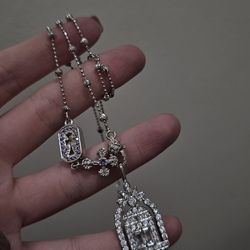 Lab Grown Diamonds Silver Necklace Set Rare Design HONGKONG DESIGNER 