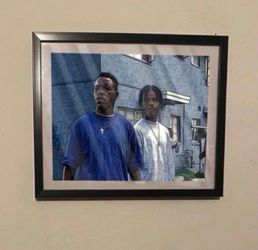 Menace 2 society gangster art piece on black frame
