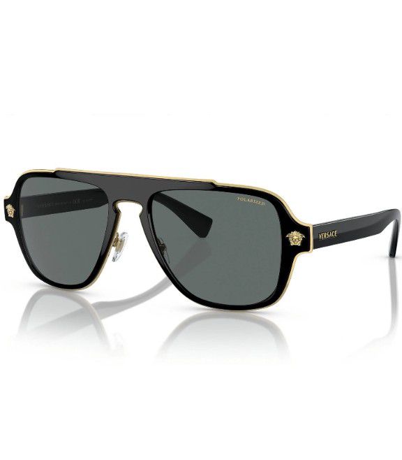 VERSACE Polarized Sunglasses Black/Gold * |ORIGINAL|*