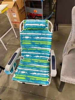 New Beach Chair, 330lbs Backpack Lounger with 5-Position Backrest