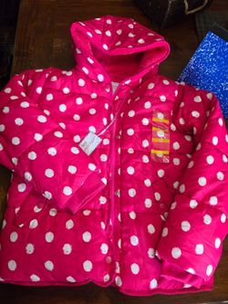 London Kids Girls Pink Polka Dot Puffer Jacket SIZE 12