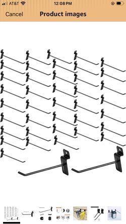 50 Slatwall Hooks 6 inch, Black Slat Wall Hanging Hooks Panel Display Hooks