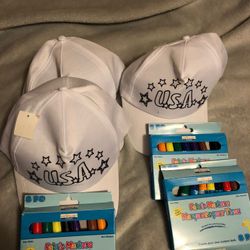 Brand New Kids coloring hats with fabric markers included perfect for summer funactivities