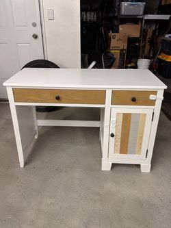 Home Office Writing Desk with Storage Cabinet – Farmhouse Style
