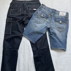 True Religion Cargo Pants And Jorts $60 EACH. Multiple Pairs Of Jorts BRAND NEW 