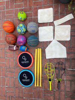 Basketball, soccer, football wiffle bat and more.