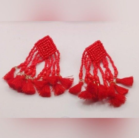 Plunder Red Beaded Earrings