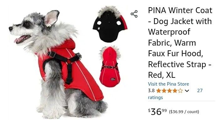 NEW* Pet Jacket with Fur Collar