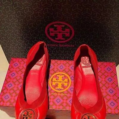 Tory Burch Designer Caroline Red Ballet Flats Size