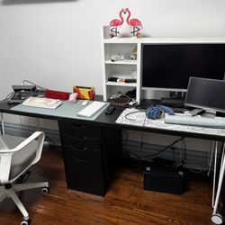 79” IKEA table with chest drawer