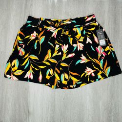 Robert Louis Boho Floral Elastic Waist Shorts Size L  With Pockets