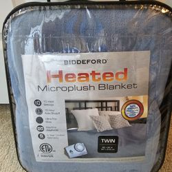 Biddeford Blankets Comfort Knit Heated Blanket, Twin, Blue
