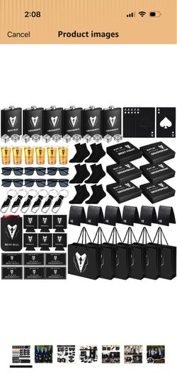 Roshtia 66 Pcs Groomsmen Proposal Gift Set for 6 - Plastic Shot Glass, Stainless Steel Flask, Opener, Beer Sleeve, Sunglasses, Sock, Wallet, Keychain,