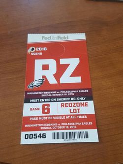 Redskins Eagles Parking Pass