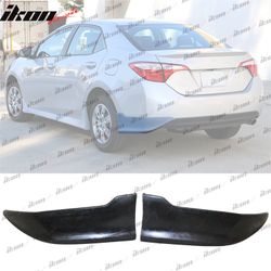 Fits 2014-2019 Toyota Corolla Rear Bumper Lip Corner Apron Unpainted Black PU - 2PCS
