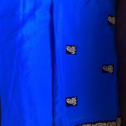 Blue and black sari