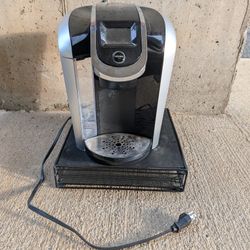 KEURIG 2.0 Coffee Machine Maker Single Serve Black With KCup Storage Drawer Stand Holder Mesh Metal