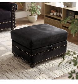 Faux Leather Storage with Nailhead Trim, Black W-41