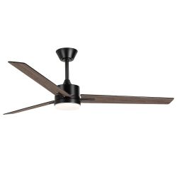 SALESUMO Vladimir 60 in. Integrated LED Indoor Black Ceiling Fan with Light and Remote Control Included