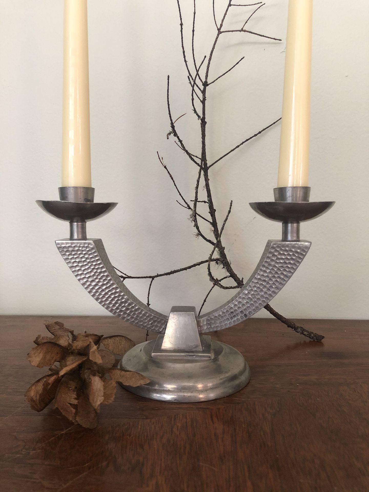 Mid century pewter candle holder