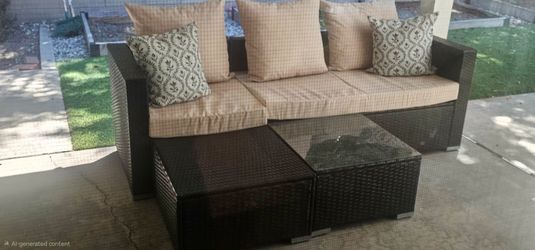 Black Wicker Patio Set w/ Glass Table