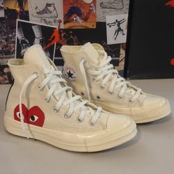 CONVERSE X COMME DES GARCONS PLAY Heart Hi Sneaker 150205C  Women's Size 6 Men's Size 4