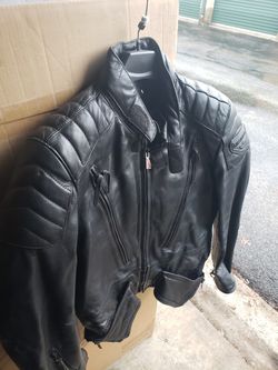 Leather Biker Jacket With Elbow Protection Size 48  $150+