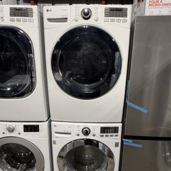 LG White Front Load Washer And Gas Dryer Set 
