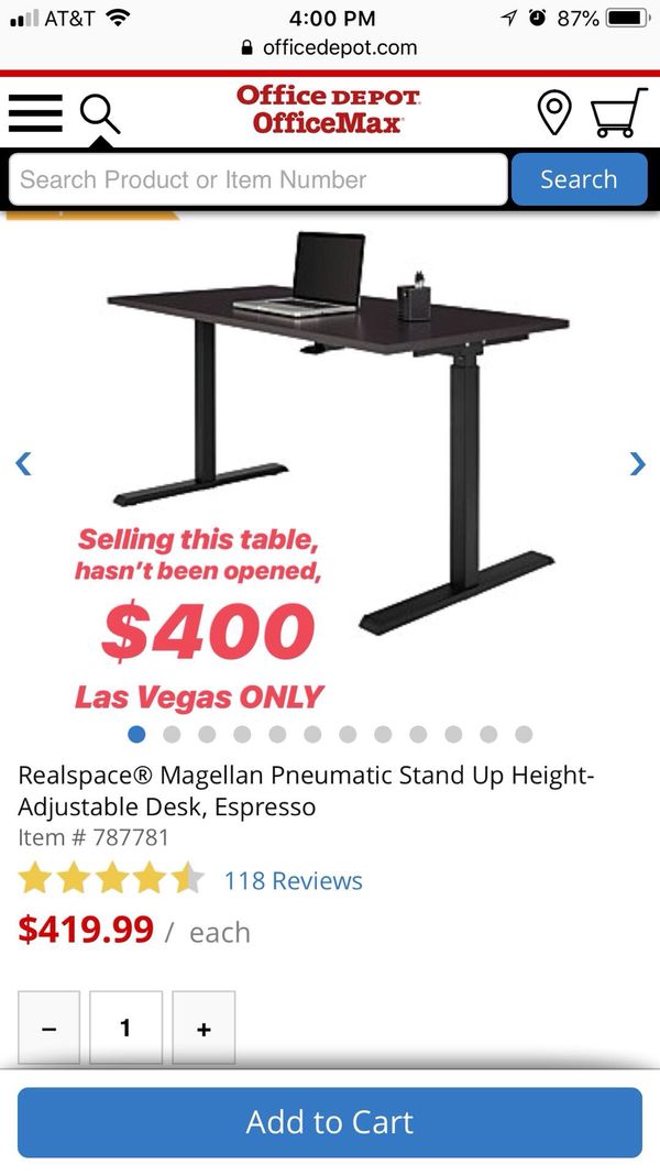 Real Space Magellan Pneumatic Stand Up Height Adjustable Desk
