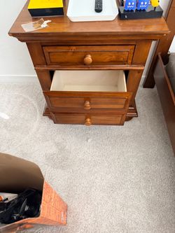 Wooden Drawer Nightstand and Queen sized bed frame