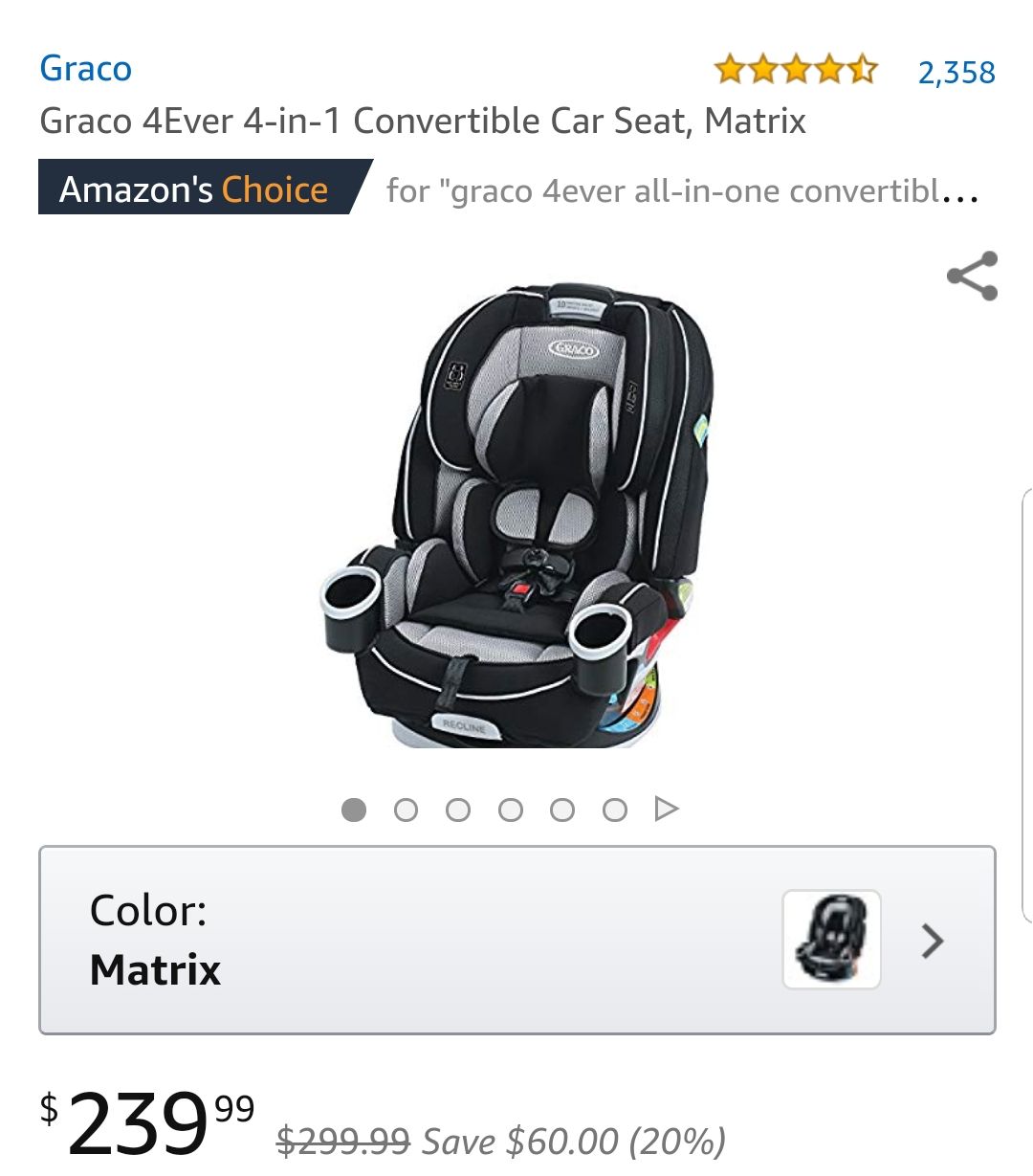 Graco 4Ever 4-in-1 Car Seat (Matrix) BRAND NEW IN UNOPENED BOX!(READ DESCRIPTION!!)