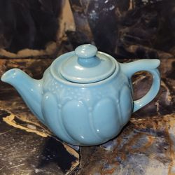 Antique Blue Ceramin Teapot W/lid