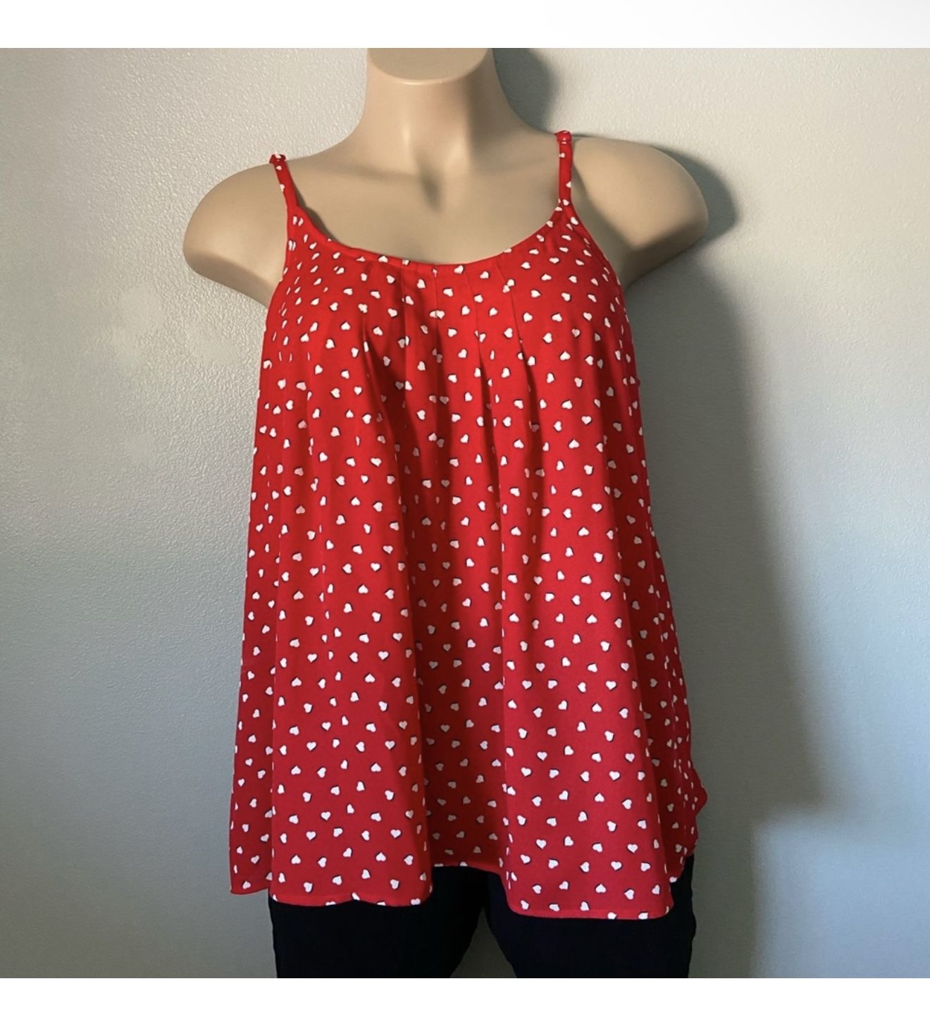 Red Heart Print Top