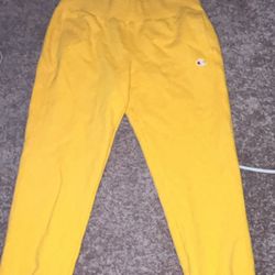 Yellow Large Men Champion Sweatpants