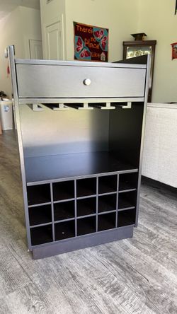 Wooden Black Wine Bar Cabinet with Drawer and  Rack