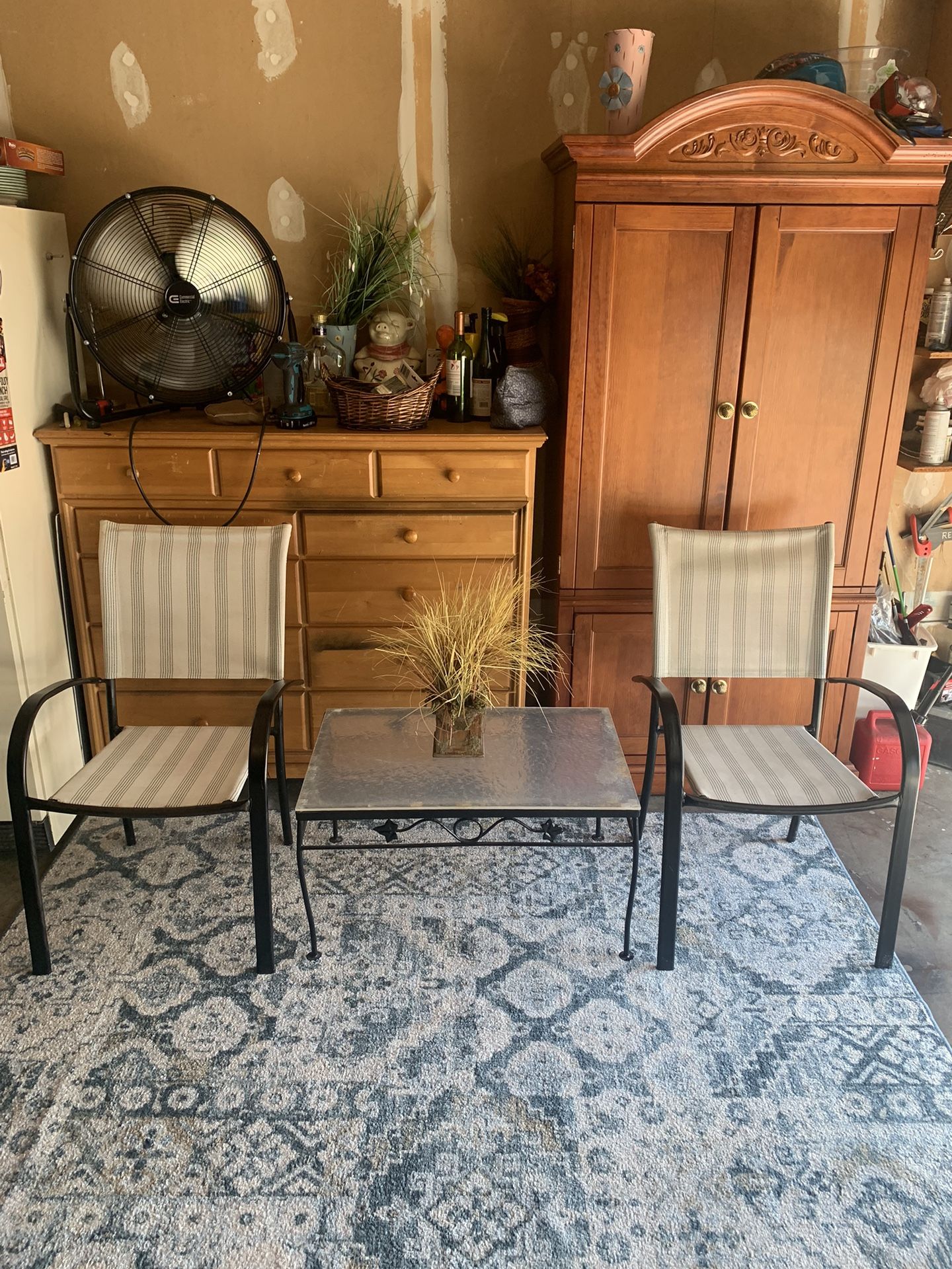 Coffe Table And Two Chairs Deck Furniture