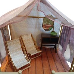 American girls tented patio set w/ furniture