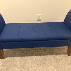 50” Navy Blue Storage Bench with Rolled Arms