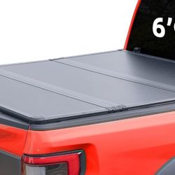 Hard Top Tri Fold tonneau Cover Compatible with 1(contact info removed) Ford F250 F350 SuperDuty 6.8ft Bed (81.9"), Alloy Steel and Fiberglass Made