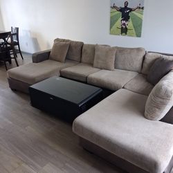 Brown Sectional With Double Chaise Free Delivery No Deposit Necessary 